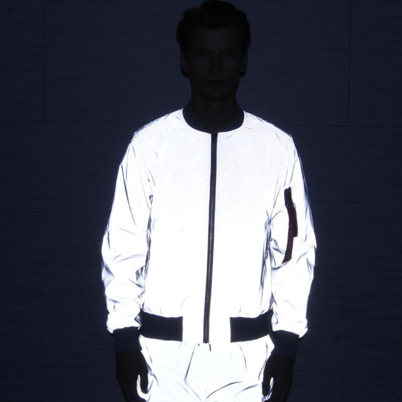 

Men' Jackets Reflective Bomber Winter Thicken Full Luminous Baseball Jacket Windproof Casual Unisex Night Light Women' Coat Men, Gray