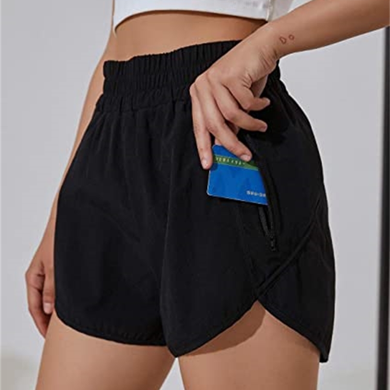 

NWT Women Running Shorts Zipper Pockeks Sports Gym Short Exercise Workout Training 220617, White