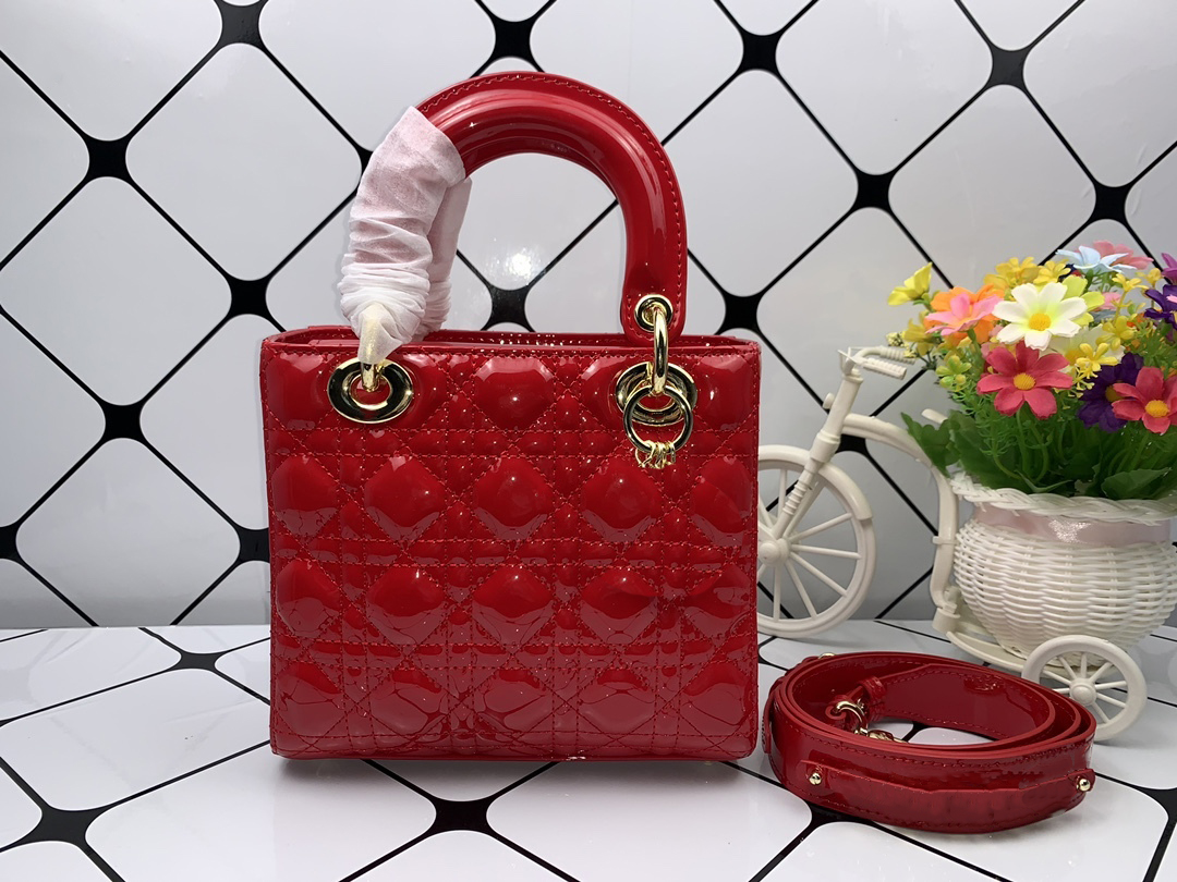 

top luxury designer purse hot patent leather woman bag cross shoulder wallet bamboo Fashion Lady Diana handbag lady letter popular handbags, Red patent leather