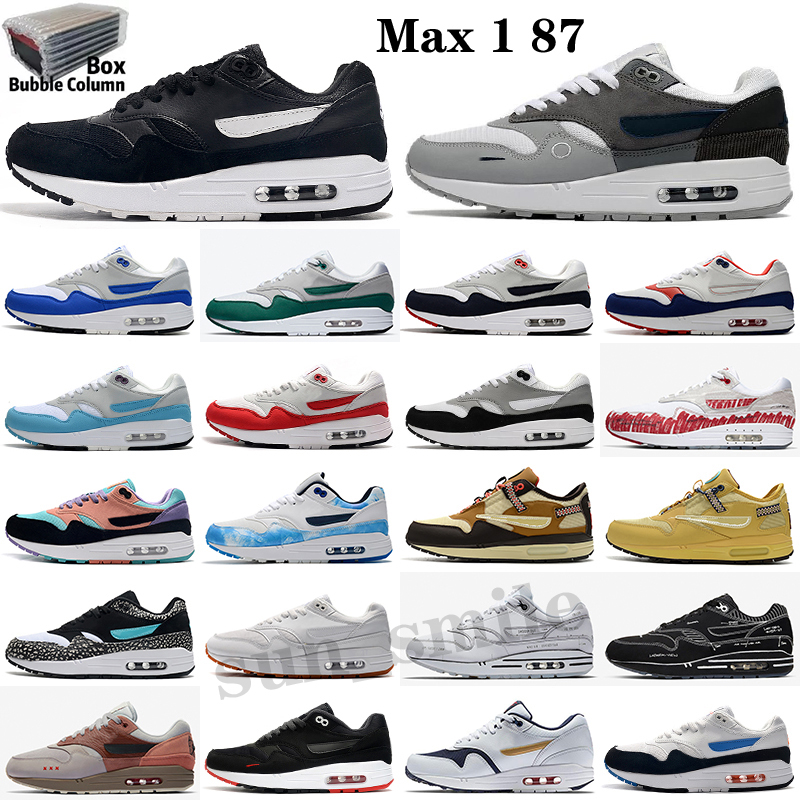 

OG 1 87 Men Women Running Shoes 1s 87s Night Maroon Black Noise Aqua Saturn Gold Bred Daisy Mens Trainers Outdoor Sports Sneakers 36-45, Color 9