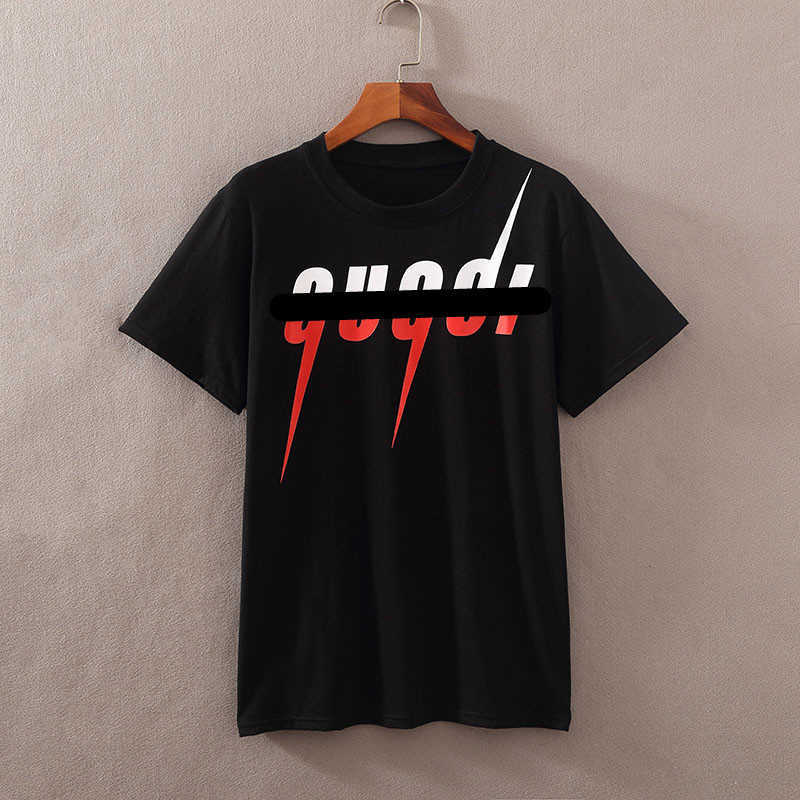 

Designer T-shirt chest letters laminated printing short sleeve high street loose oversized casual 100% cotton quality