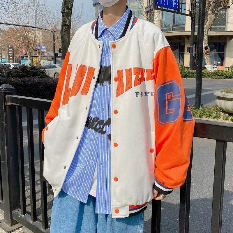 Men's Jackets Jacket Man Spring Autumn High Street Letter Printed Baseball Uniform Couple Coats Loose Streetwear Men Handsome Bomber Coat