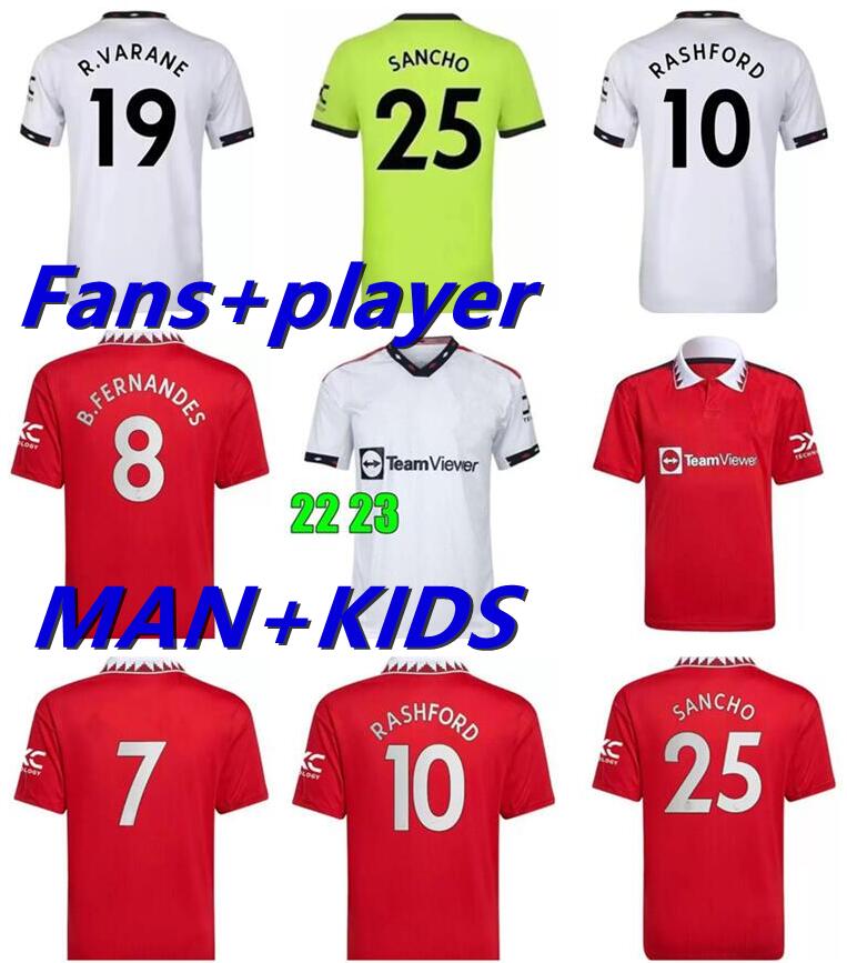 

MAN 2022 2023 UTD SANCHO CAVANI soccer jerseys 22 23 R.VARANE SHAW RASHFORD B. FERNANDES CAVANI GREENWOOD VAN DE BEEK football shirt men kids kit fans Player version