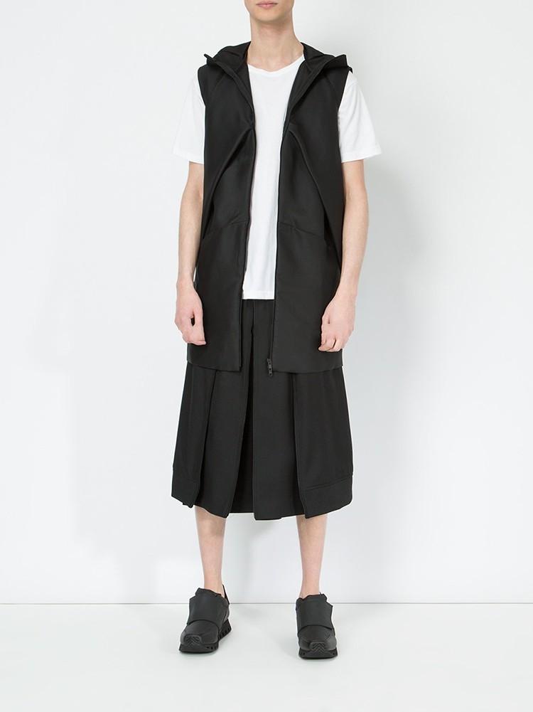 

Men' Shorts Men' Clothing Hair Stylist Fashion Handmade Zipper Design Multi-layer Culottes Wide Leg Pants Plus Size CostumesMen, Black