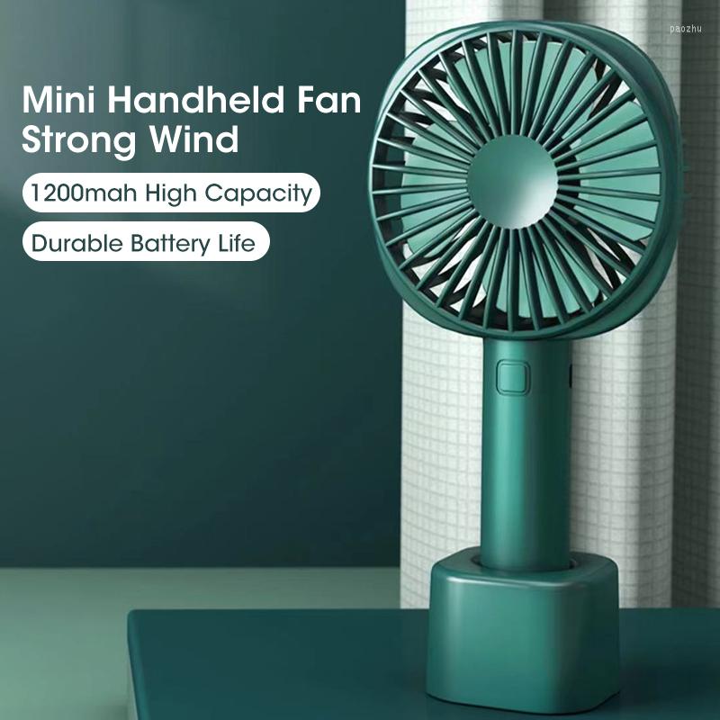 

Electric Fans Mini Portable Fan Handheld Desktop 1200mAh Chargeable Ventilator 3-gear Wind Adjustable 180 Rotation Silent For Outdoors