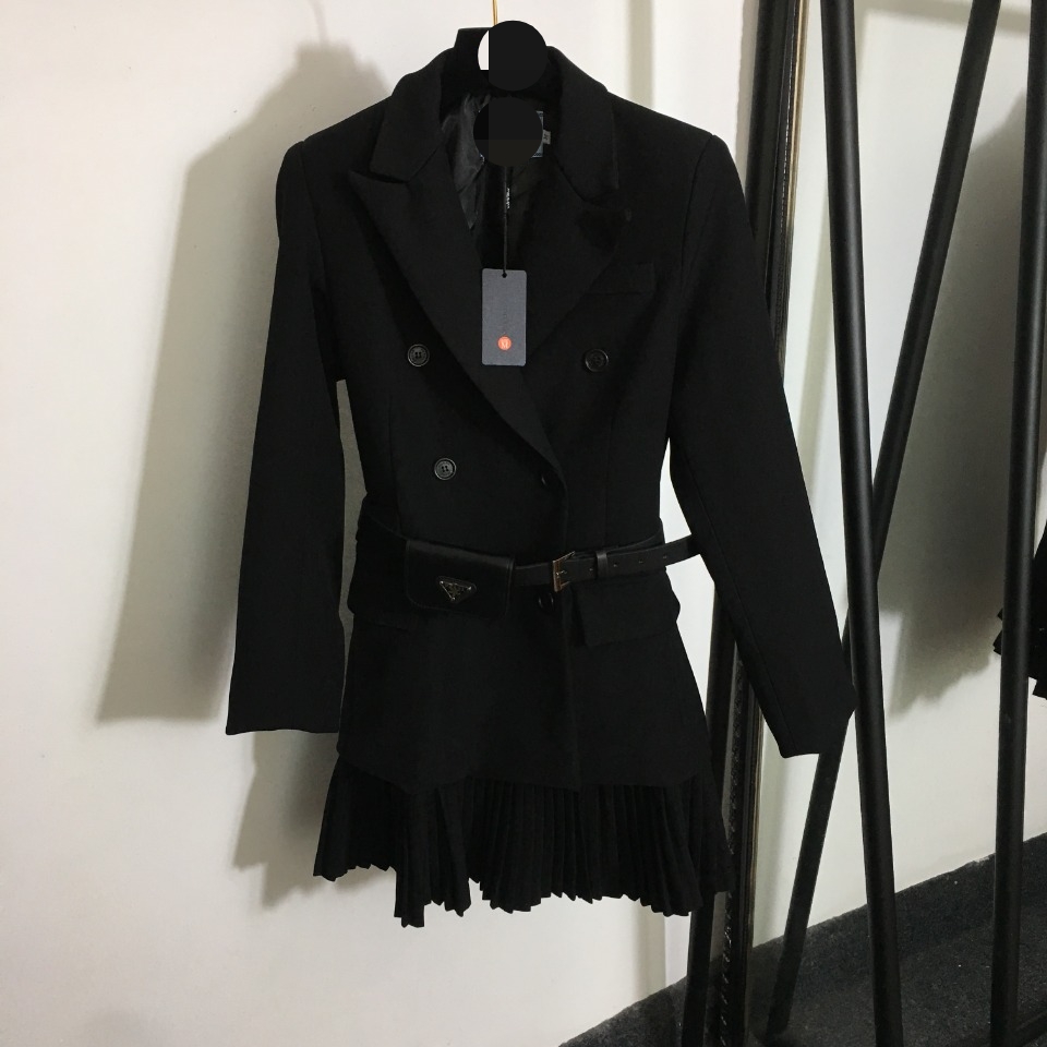 

304 2022 Spring Summer Brand Same Style Dress Long Sleeve Black Coat Lapel Neck Flora Print High Quality Dress Fashion Top Dress Womens Clothes meiyi, Customize