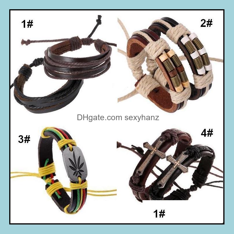

Charm Bracelets Jewelry Men Leather Wrap Bracelet Fashion Handmade Alloy Charms Wristbands Bangles Jewerly Wholesale 0382Wh Drop Delivery 20