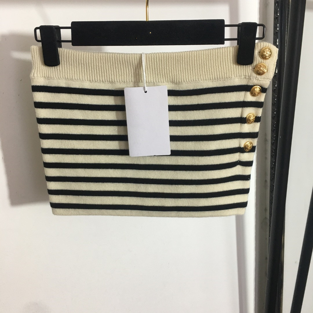

2022 European luxury Women's Tanks & Camis fashion brand latest striped Strapless knitted dress, Multi
