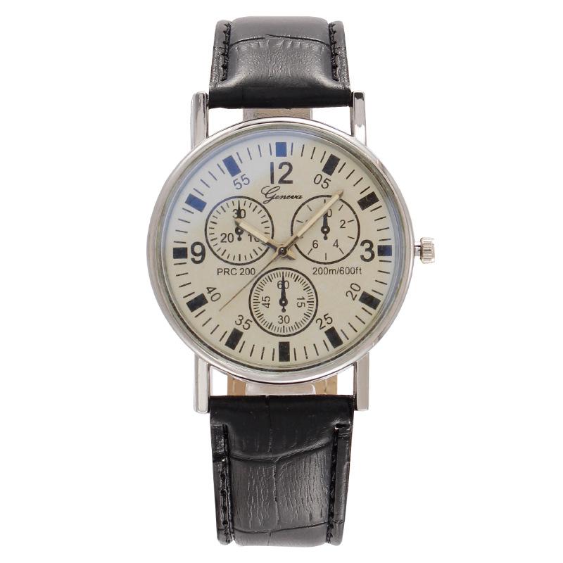 

Wristwatches Fashion Round Quartz Retro Digital Dial Casual Wrist Watches Leather Strap Fashionable Clock Waterproof Wristwatch For MenWrist, Black