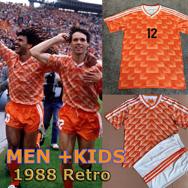 

HOLLAND NETHERLANDS 1988 RETRO FOOTBALL SHIRT soccer jersey CLASSIC version men kids kit Gullit 10 van Basten 12 vintage tops tee short sleeve shirts tops tee orange, 1988 men