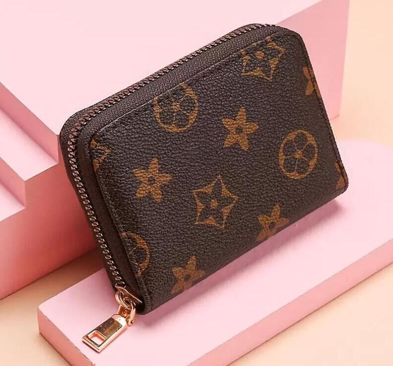 

Designers Wallets Purses Fashion Short ZIPPY Wallet Monograms Classic Zipper Pocket Pallas Bag Zip Coin Purse with Box, Brwon gird