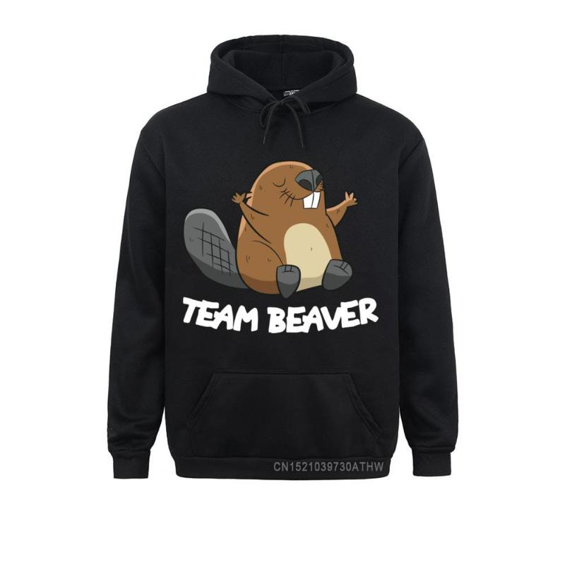 

Men' Hoodies & Sweatshirts Arrival Women' Men Long Sleeve Team Beaver Funny Pullover Hoodie Street HoodsMen, Black
