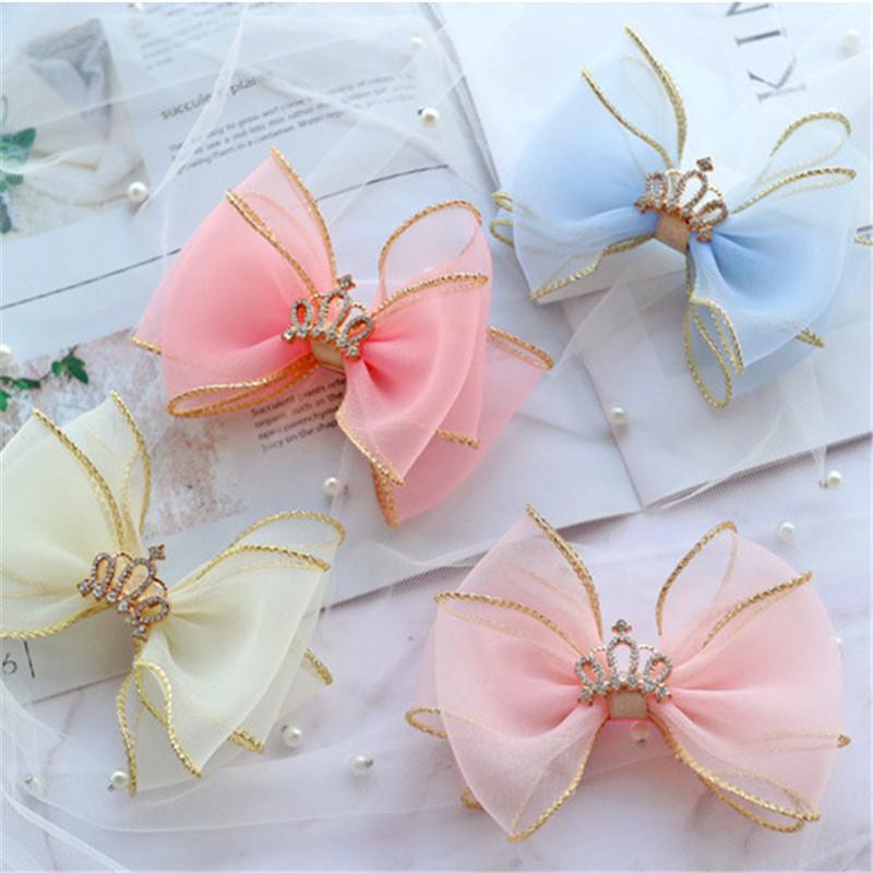

Hair Accessories Jelly Color Children's Little Princess Crown Baby Hairpin Snow Yarn Butterfly Girl Side ClipHair, Blue