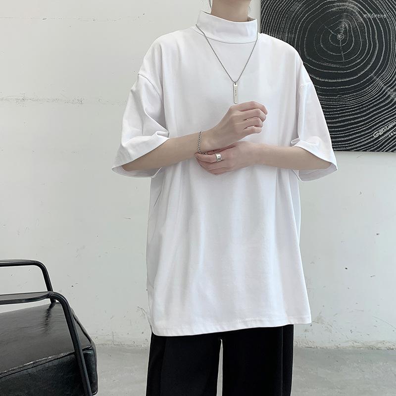 

Men's T-Shirts Streetwear Turtleneck Men T Shirt Solid Color Hip Hop Male Oversized Unisex Wmen Casual Short Sleeve Top TeesMen's Mild22, Black