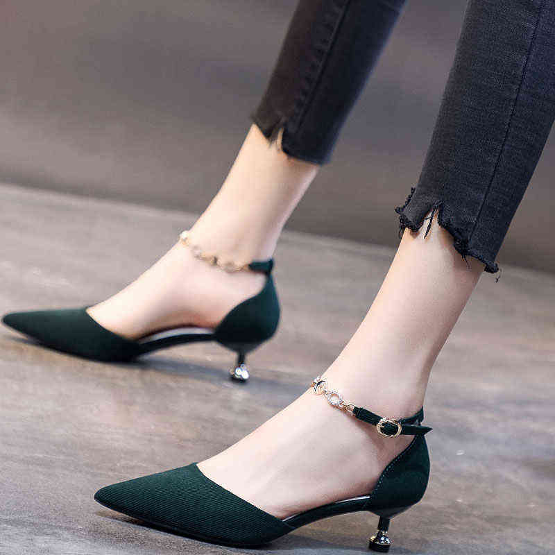 

The new spring/summer all-in-one Fairy Wind tip single shoe for women 3cm low heel G220425, Green