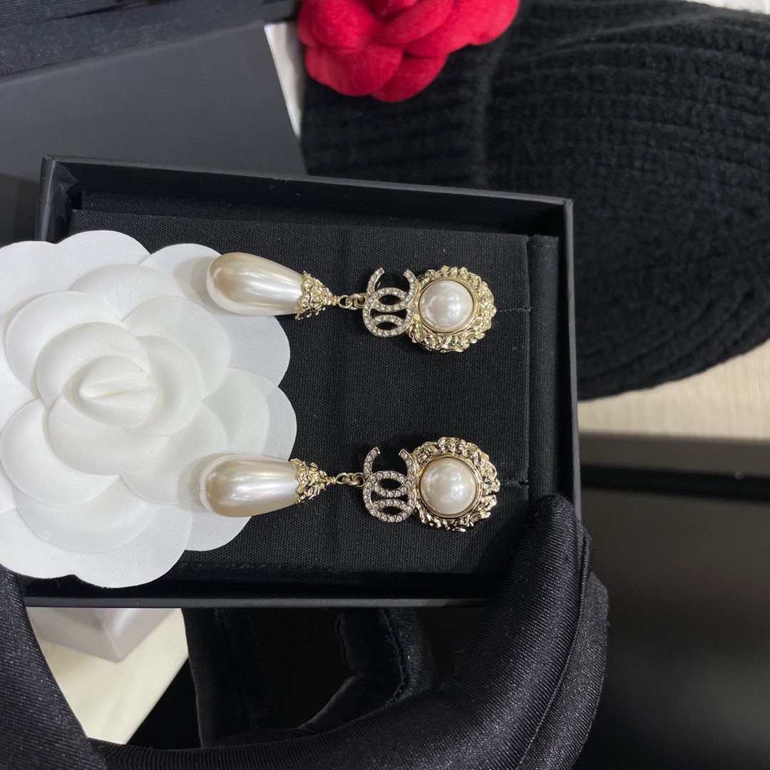 

Designer Earrings Ear Stud Designers Brand 18K Gold Plated C- Letter Fashion Women Temperament Crystal Pearl Earring Wedding Party Jewerlry A839