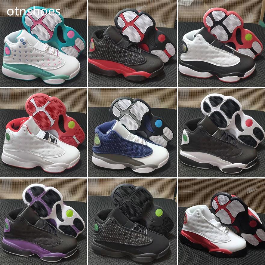 

2022 13s basketball shoes Black White Red Blue Boys Girls Youth Kids a sneakers for size 28-35222N, Color 8