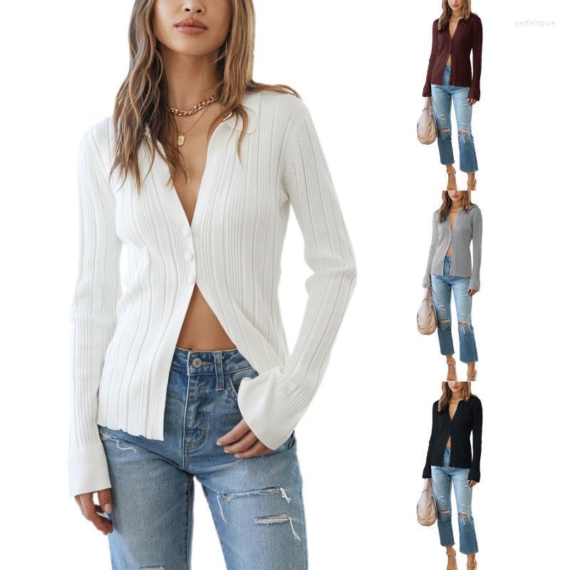 

Women' Knits & Tees Kayotuas Women Sweater Spring Autumn Cardigan V-Neck Button Down Knitting Tops 4 Colors Simple Slim Skinny Ladies Perf2