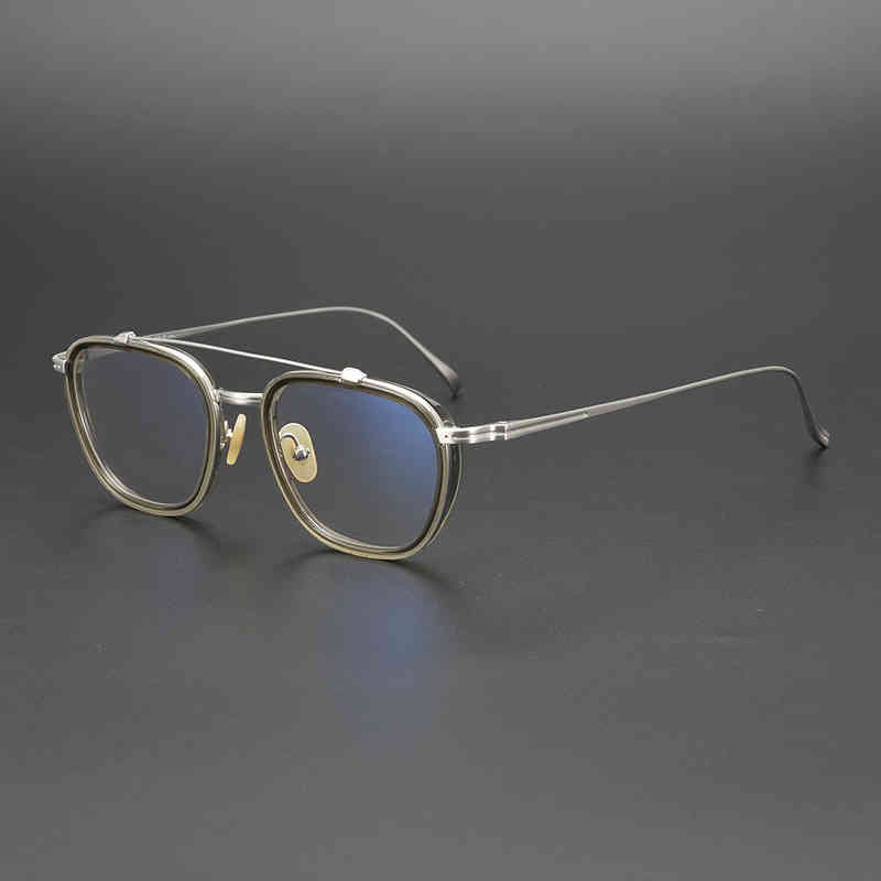 

single refined pure handmade Teal gray eye thick frame glasses frame men's and women's wide face