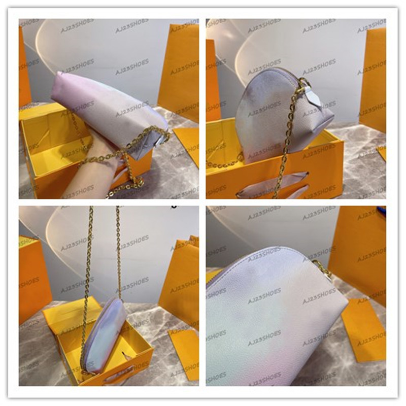 

Pochette Cosmetique Pouch Bag Sunrise Pastel 2022 Spring in the City Designer Colorful Womens Handbag Luxury Chain CrossBody Purse, 01