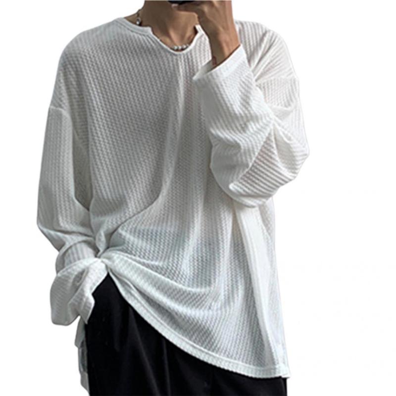 

Men's Casual Shirts Spring Shirt Elastic Men Top Oversized Pullover Trendy Leisure T-shirtMen's, Black