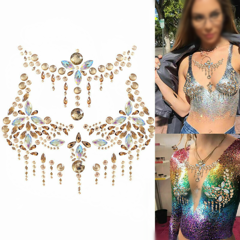 

Nipple Stickers Tattoo Jewels Crystal Rhinestone Body Art Temporary Festival Makeup Women Chest Lady Sexy Breast