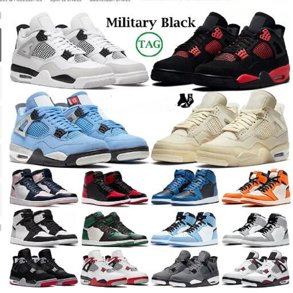 

4 basketball shoes for men women 4s Military Black Cat Sail Red Thunder White Oreo Cactus Jack Dark Blue Mocha University Grey Fog mens sports sneakers, Color 26