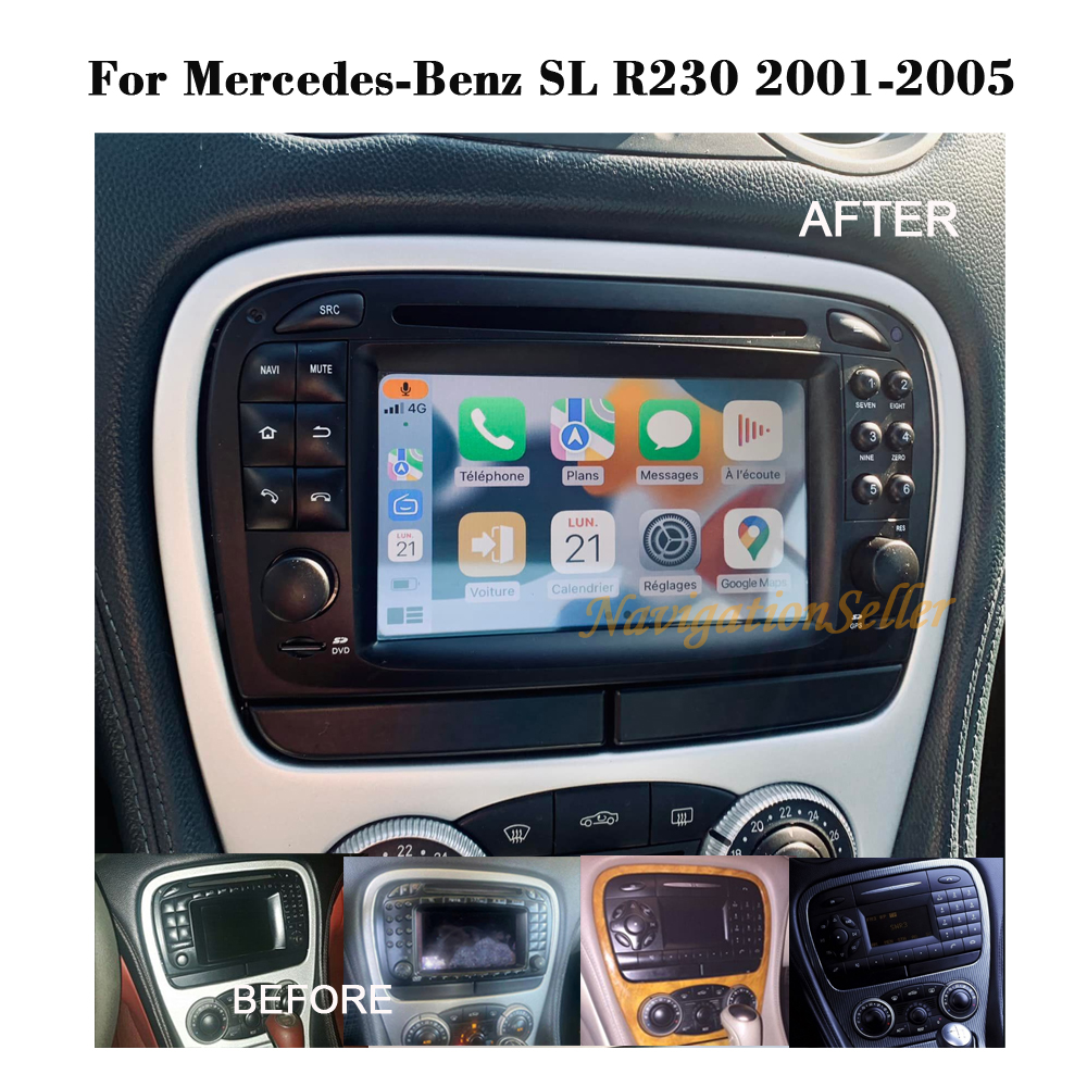 Android 13.0 Car dvd Player GPS For Mercedes Benz SL-Class SL350 R230 SL55 SL500 SL550 2001-2005 Radio Stereo Audio Bluetooth Multimedia navigati-image-390973400