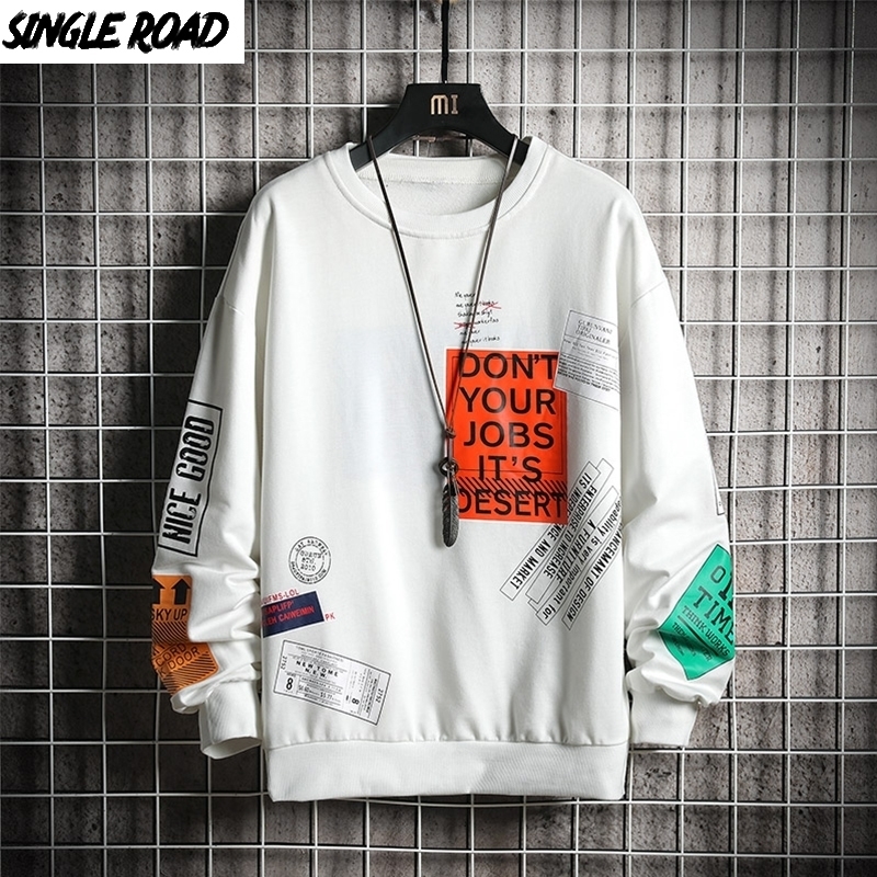 

SingleRoad Crewneck Sweatshirts Men Oversized Harajuku Japanese Streetwear Hip Hop White Hoodie Sweatshirts Hoodies Men 201113, White sweatshirt men