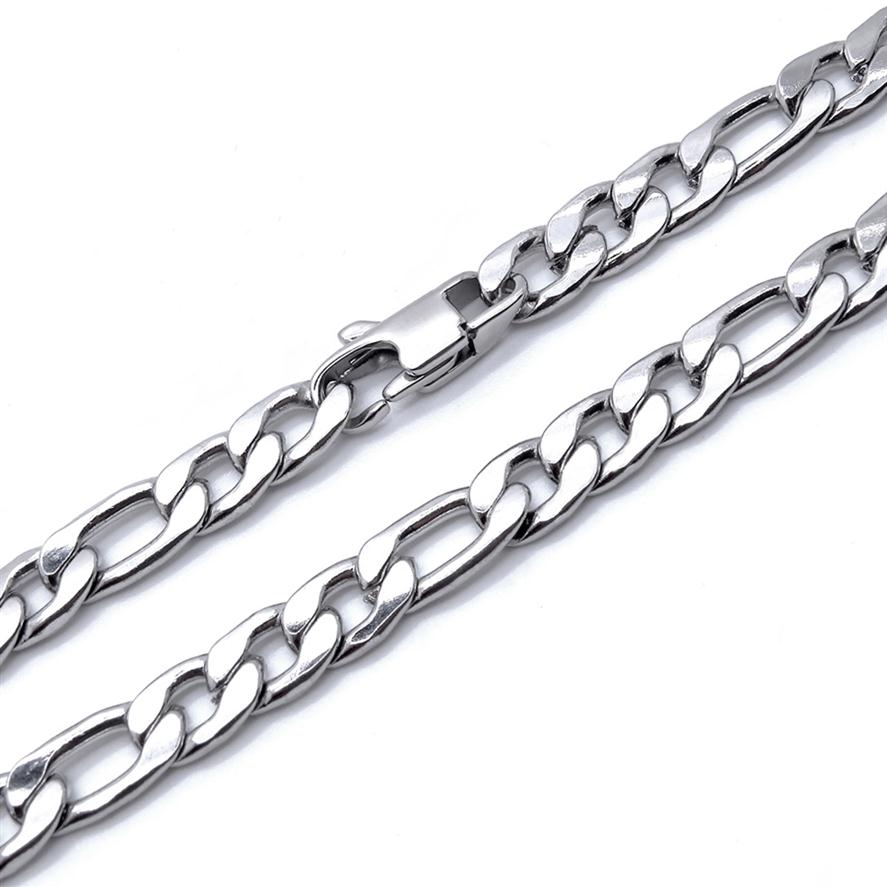 

6mm Figaro Chain Men Jewelry 100% Stainless Steel Necklace for Man 18-36 Inches Waterproof209F