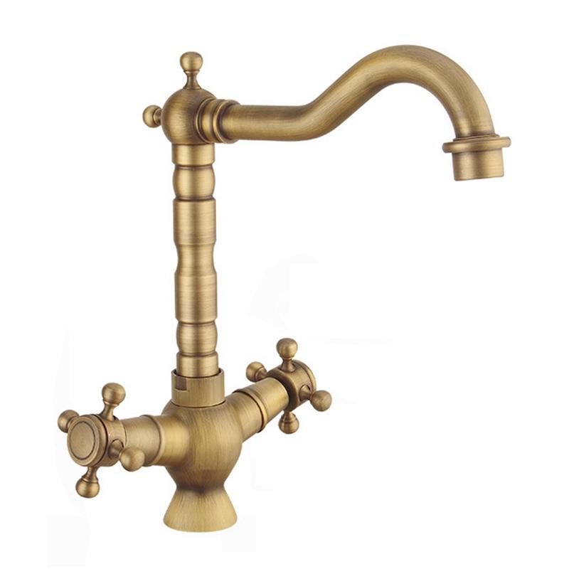 Kitchen Faucets Bathroom Tub Faucet,2 Handles Widespread Sink Faucet Antique Brass Basin Mixer Tap-image-761949770
