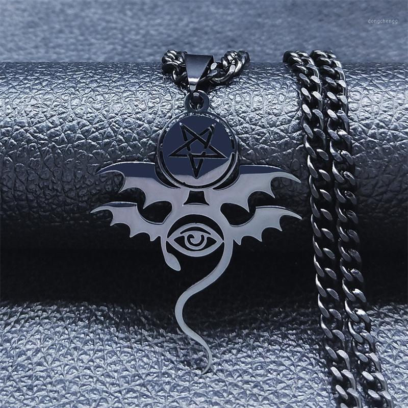 

Pendant Necklaces Stainless Steel Inverted Pentagram Eyes Chain Women/Men Black Color Snake Jewelry Acier Inoxydable N4423S06