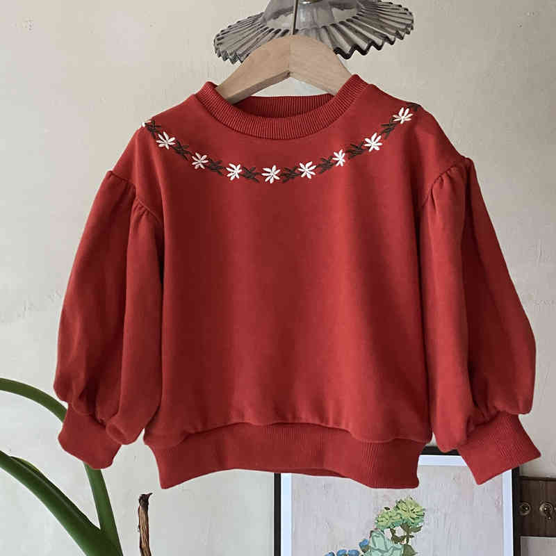 

2021 New Fashion Kids Girls T Shirt Long Sleeve Falll Clothes Children Solid Tops Autumn Kids Clothing T Shirt Pullover L220715, Red