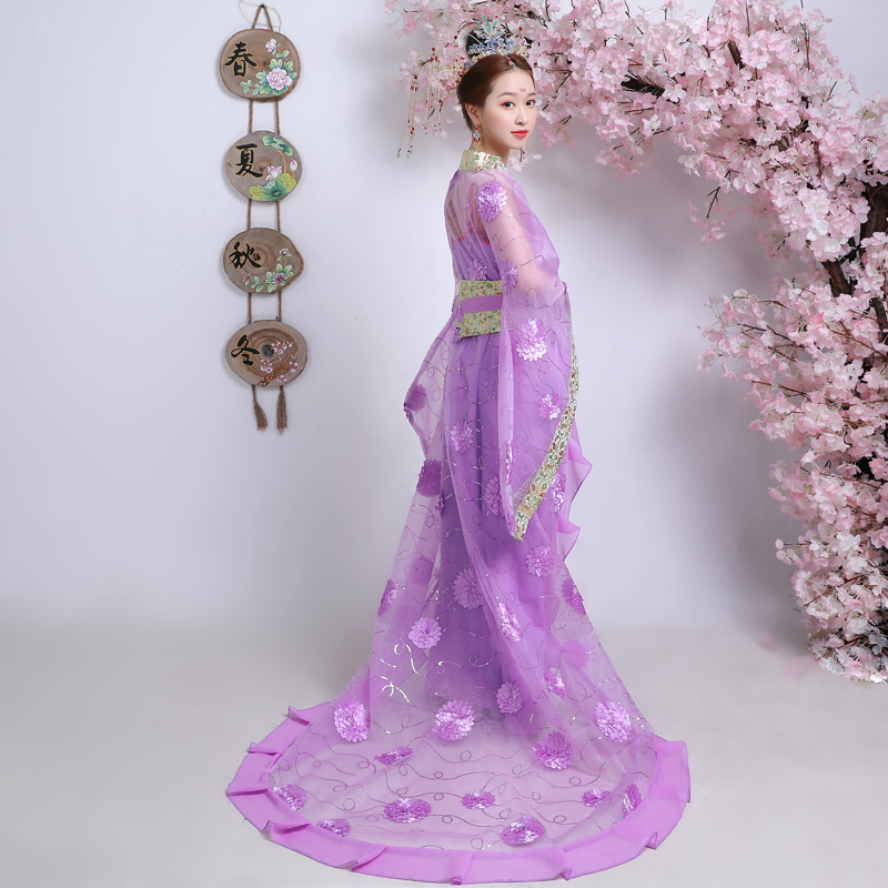 

Ancient China Ethnic Clothing Imperial Concubine Tailing Dress Empress Princess Fairy Hanfu Zither Performance Costume Annual Meeting Outfit