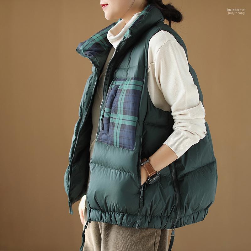 

Women's Vests 2022 Winter Women Down Vest With Simple Casual Loose Autumn Warm Waistcoat Gilet Korean Style Coat Jacket Luci22, Black
