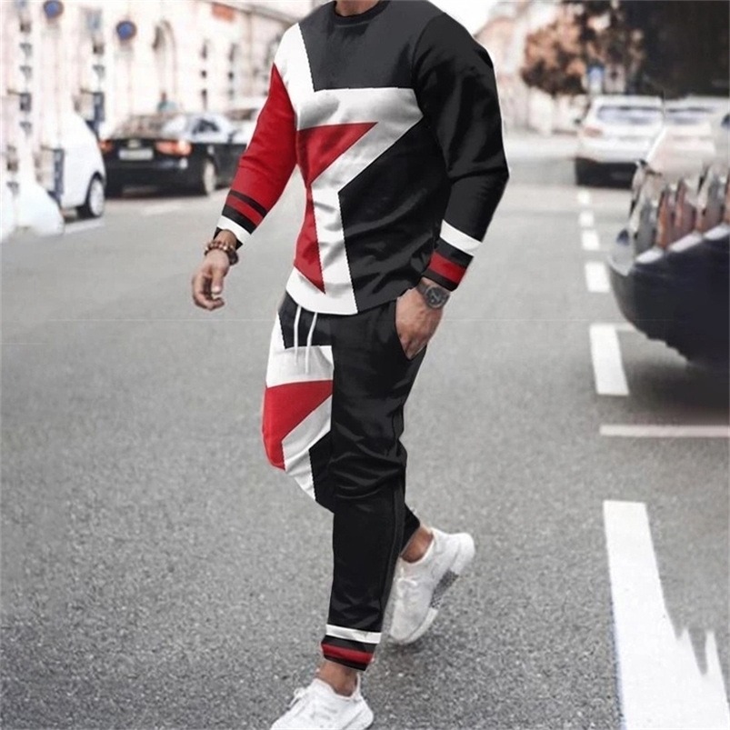 

Men's Tracksuits Men Clothes Set Fashion Long Sleeved T ShirtTrousers Casual Tracksuit 2 Piece Suit 3D Printed Male Sportswear Streetwear 220826, Tc1140