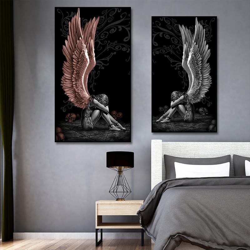 

Paintings 4Style Imprisoned Angel Girl Canvas Painting Gothic Fashion Art Poster Living Room Decoration Wall Pictures For Decor