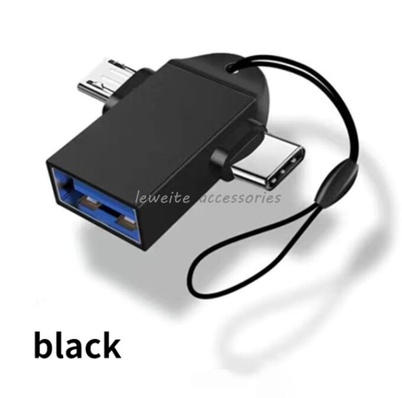 

2 in 1 OTG Adapter USB 3.0 Female To Micro USB and Type C Male Connector Aluminum Alloy on The Go Converter for xiaomi samsung, Green