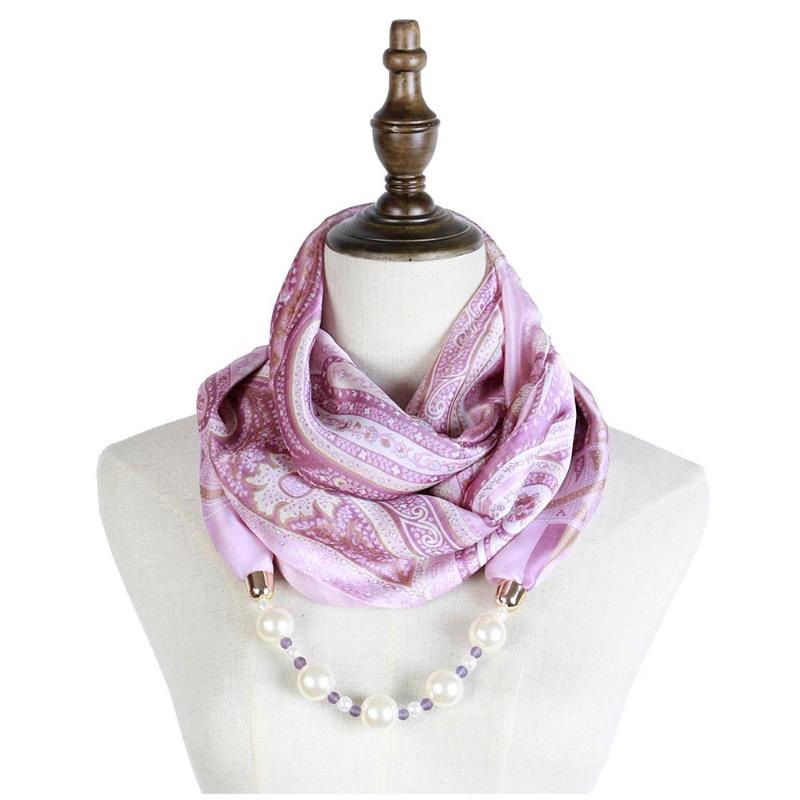 

Scarves Silk Scarf Mujer Pendant Necklace Scarfs Jewellery Echarpe Hijab Feminino Fashion Pearl Ring Georgette Shawls Spring FashionScarves