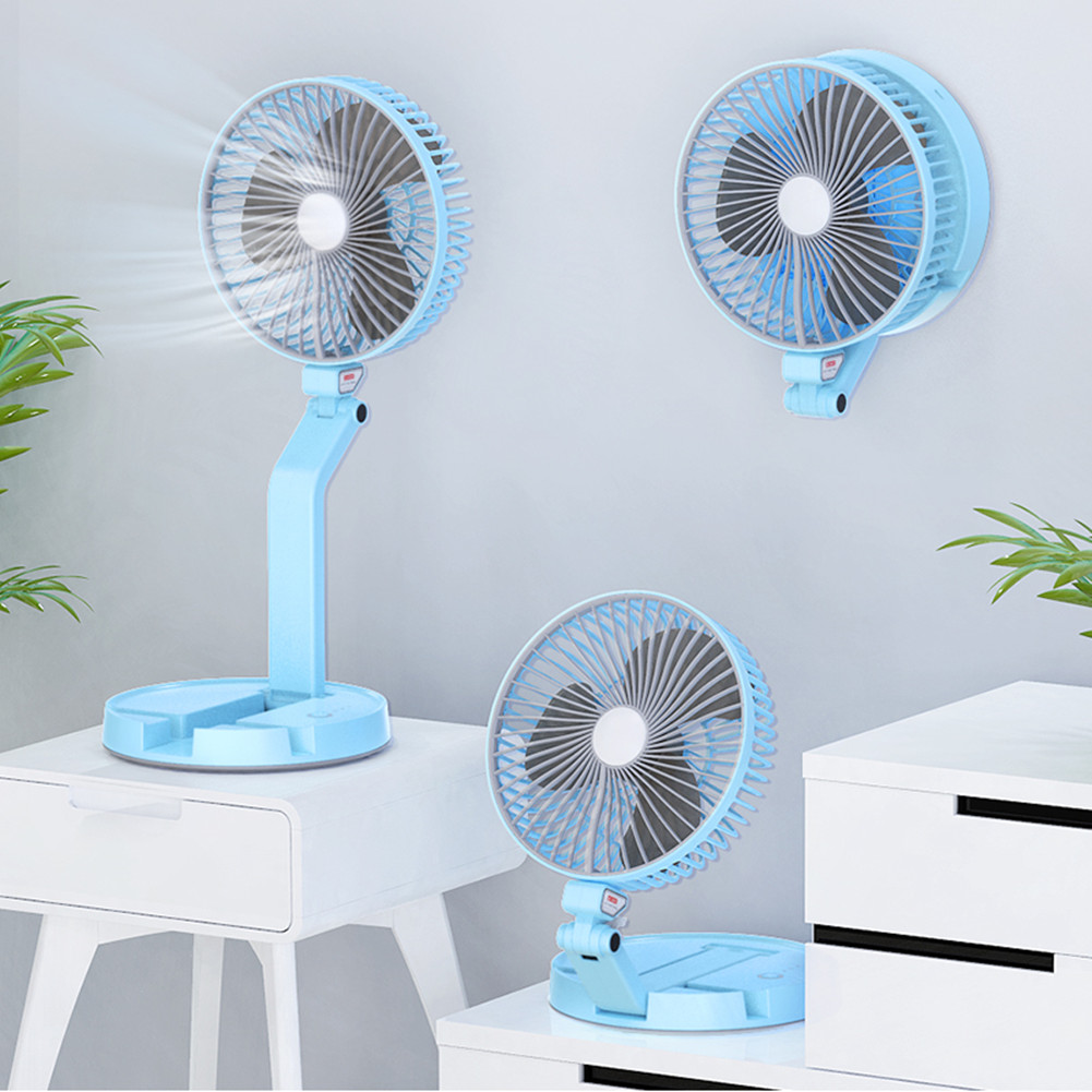 

7 inch Multifunction Rechargeable USB Fan LED Lighting Desk Fans Portable Folding Fan with Night Light Rotate Around 180° & Adjust up-down 90° for Living Room Bedroom