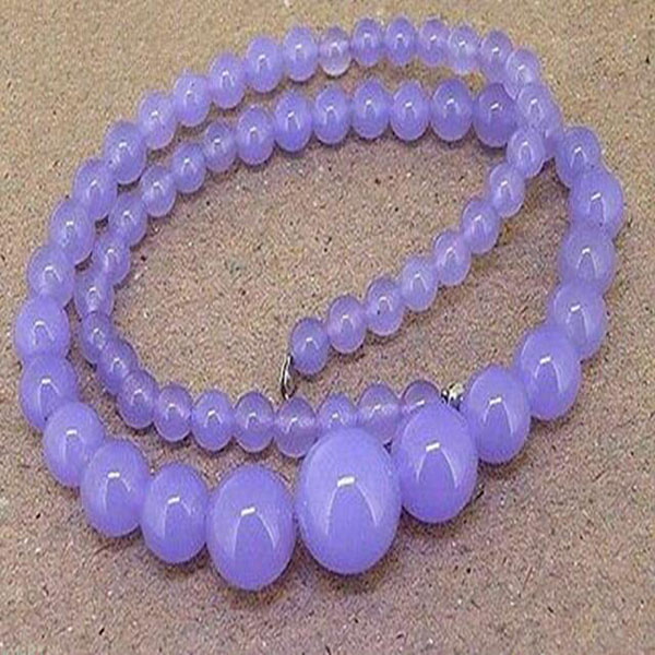 

Natural 6-14mm purple Jade Round Gemstone Tower Beads Necklace 18" AAA