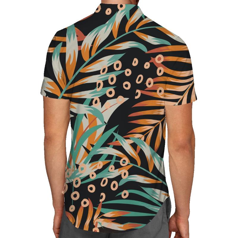 

Men's Casual Shirts Full Bottom Leaves Short-sleeved Shirt Men's Summer Bf Lazy Wind Thin Loose Five-point Sleeve DressMen's, Auburn