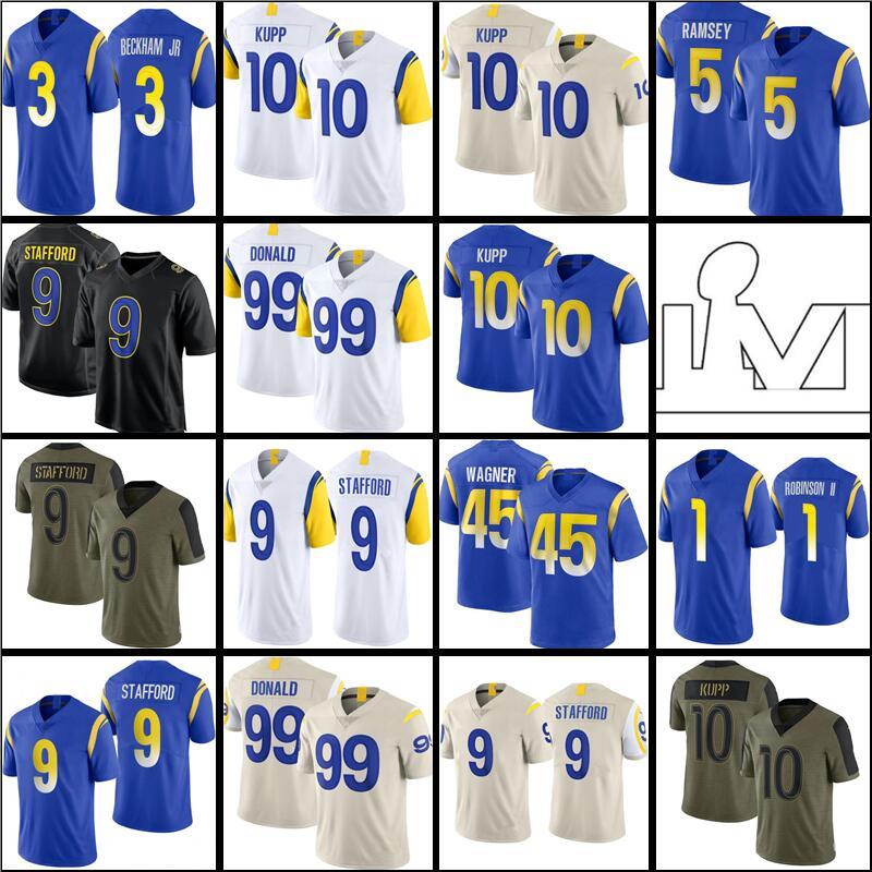 

9 Matthew Stafford 99 Aaron Donald Jerseys Football 10 Cooper Kupp 3 Odell Beckham Jr. 5 Jalen Ramsey DeSean Jackson Bobby Wagner 1 Allen Robinson II, Men jersey