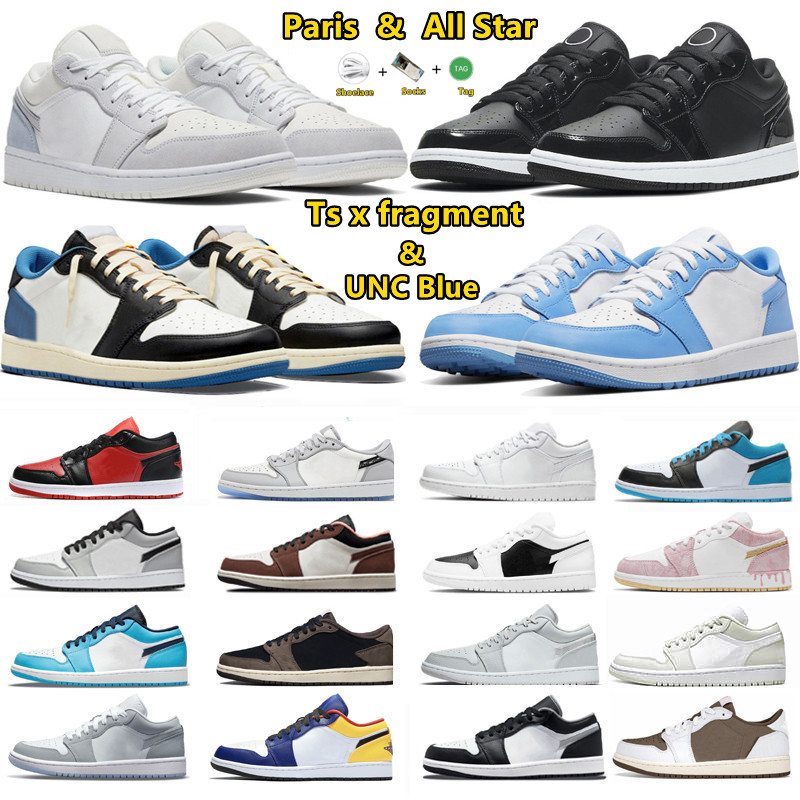 

Jumpman 1 Low Men Basketball Shoes UNC All-Star Shadow Wolf Grey Ts x Fragment Light Chocolate Shadow Court Purple Bred Jorda1 Women Mens Trianers Sports Sneakers, Color#1