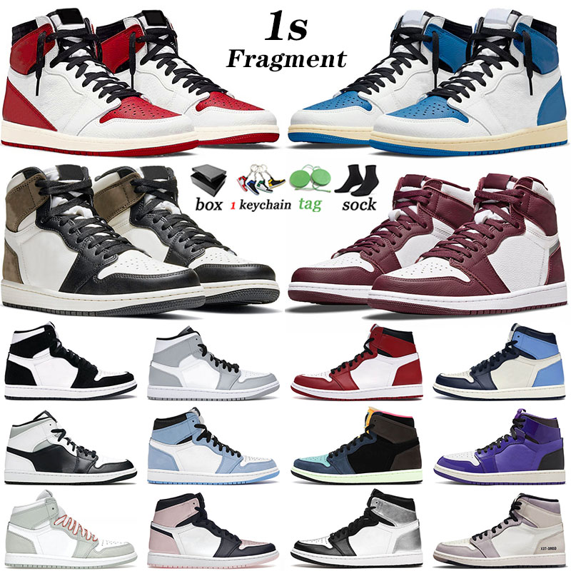 

With Box 2022 OG Mens 1 1s Basketball Shoes Fragment Military High Dark Mocha Jumpman Bordeaux Carbon Fiber Men Women Trainers Sports Sneakers 36-46, C2 bordeaux 40-47