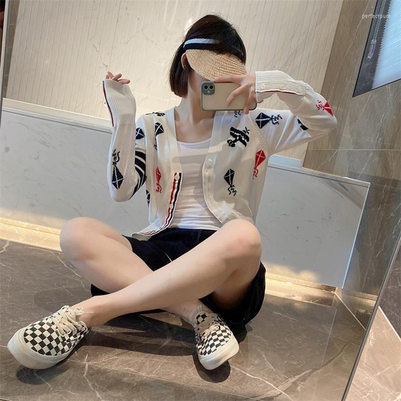 

Women' Sweaters Designer Clothes2022 Early Spring Kite Jacquard Sweater Fashion Small Sweet Thin Cardigan LadyWomen' Perf22, White