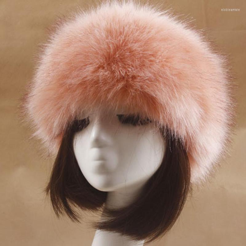 

Beanie/Skull Caps Colors Faux Fur Headband Women Winter Hats Warm Bomber Fluffy Russian Earmuff Girl Outdoor Ski Snow Ear WarmerBeanie/Skull