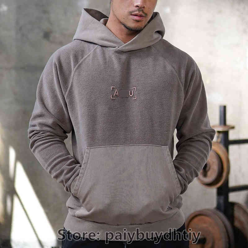 

ARSV High Quality Thermal Hoodie Autumn And Winter Solid Color Plush Sweater Men's Fashion Brand Large Pullover Outdoor Thickened Warm Jacket, Black