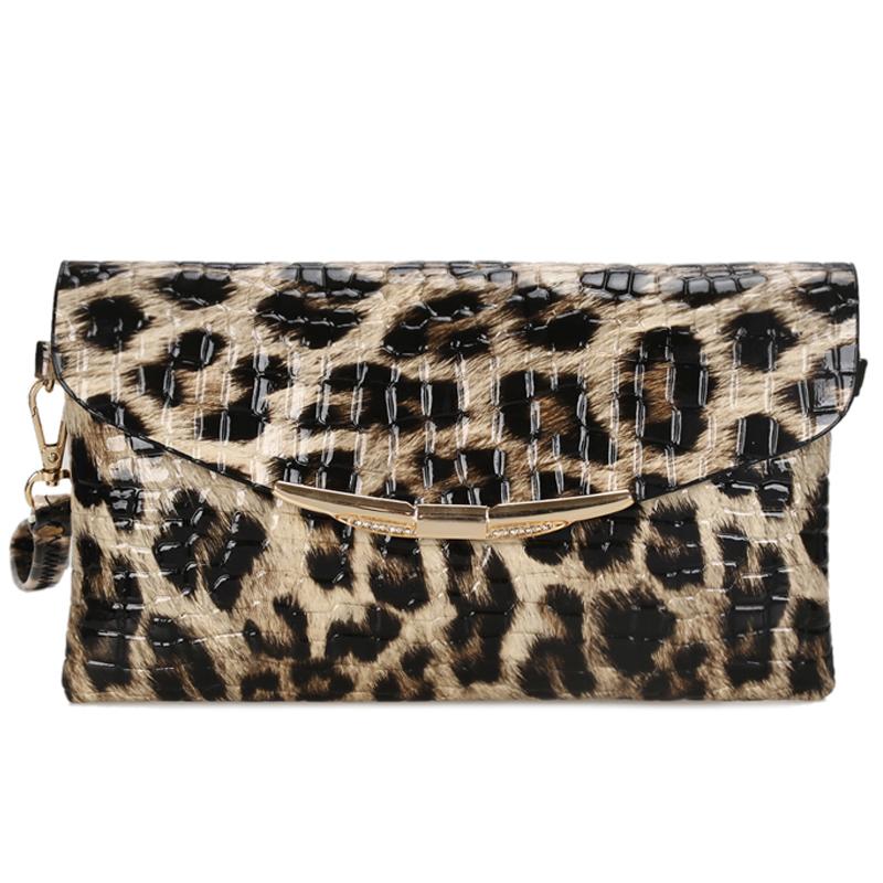 

Evening Bags Clutch Bag Fashion Leopard Cow Leather Purse Wallet Brand Designer Luxury Hand For Women, As picture