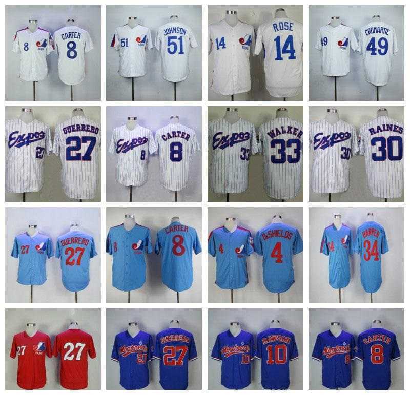 

8 Gary Carter Montreal Expos 10 Andre Dawson Baseball Jerseys 27 Vladimir Guerrero 30 Tim Raines 45 Pedro Martinez 34 Harper 37 Steve, As shown in illustration